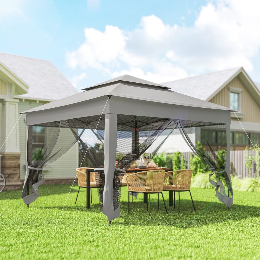 Tonnelle pop-up 3,25L x 3,25l x 2,7H m moustiquaire sac transport gris
