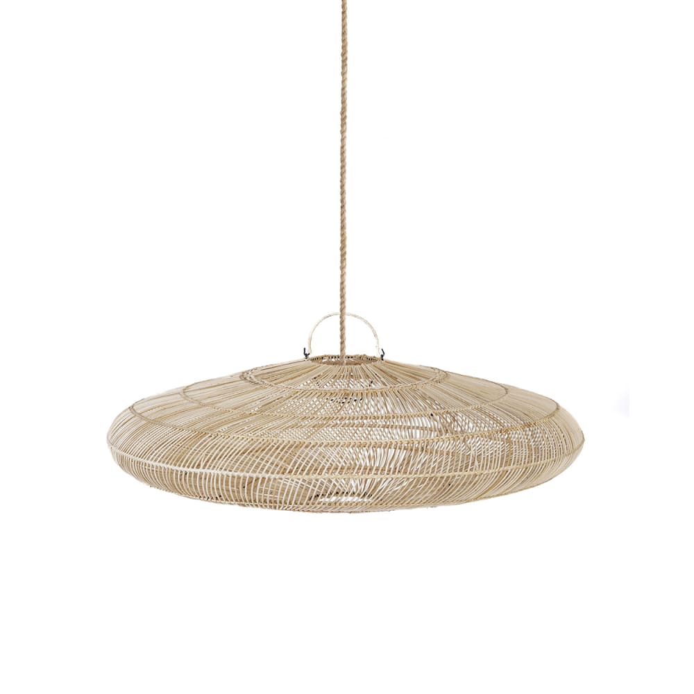 Bazar Bizar Pendelleuchte aus eisen und rattan in braun, 110x110x38cm style seaside Beige Stahl