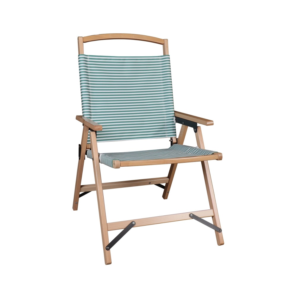 Chaise de plage en toile vert à rayures