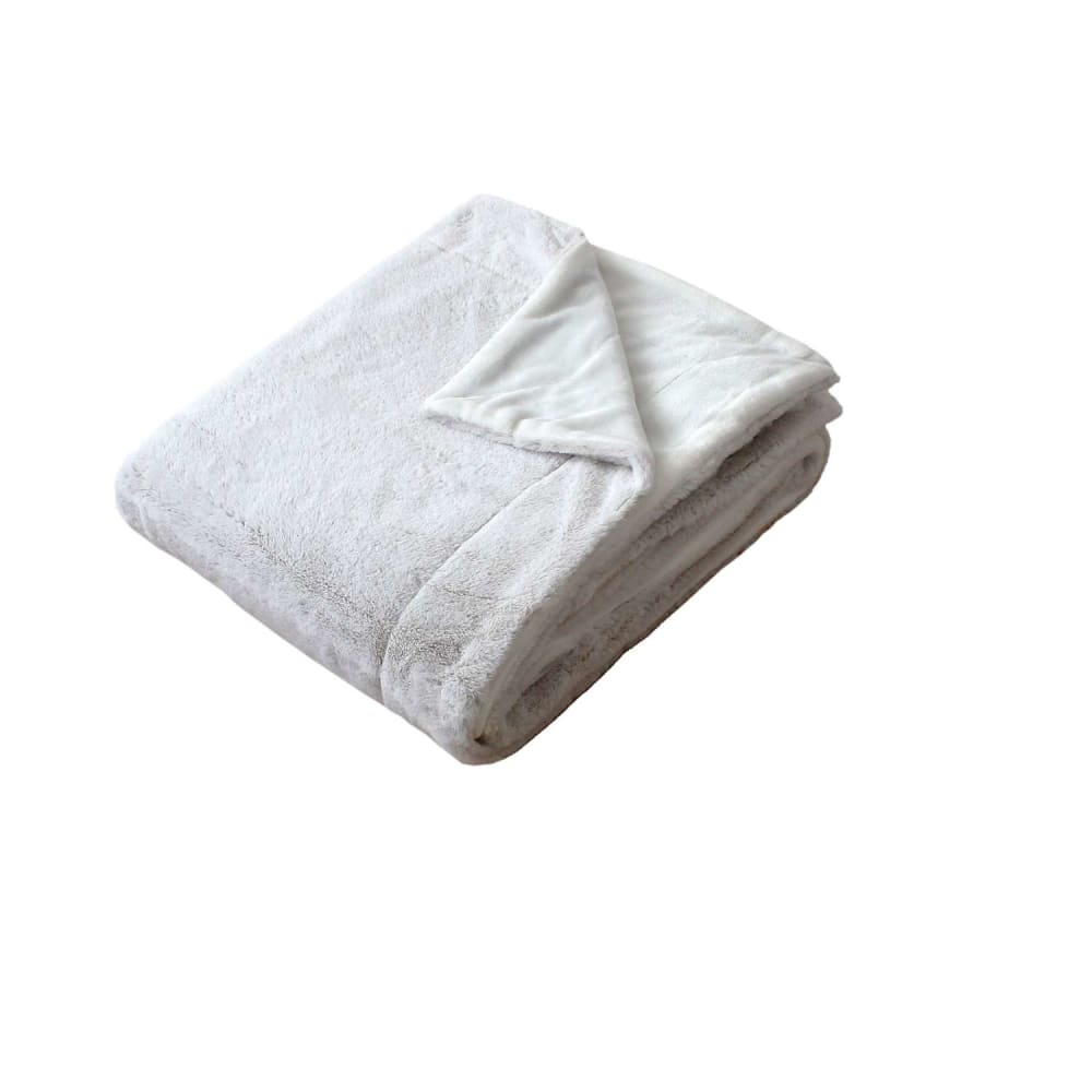 Plaid effet fourrure 2 tons et flanelle blanc 220 x 180 cm - Maisons du Monde