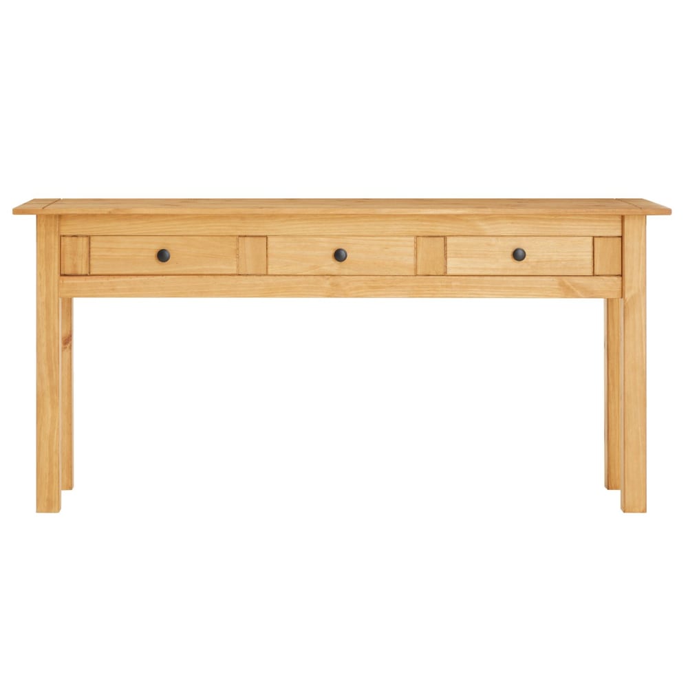 Table console 3 tiroirs en bois massif, coloris naturel