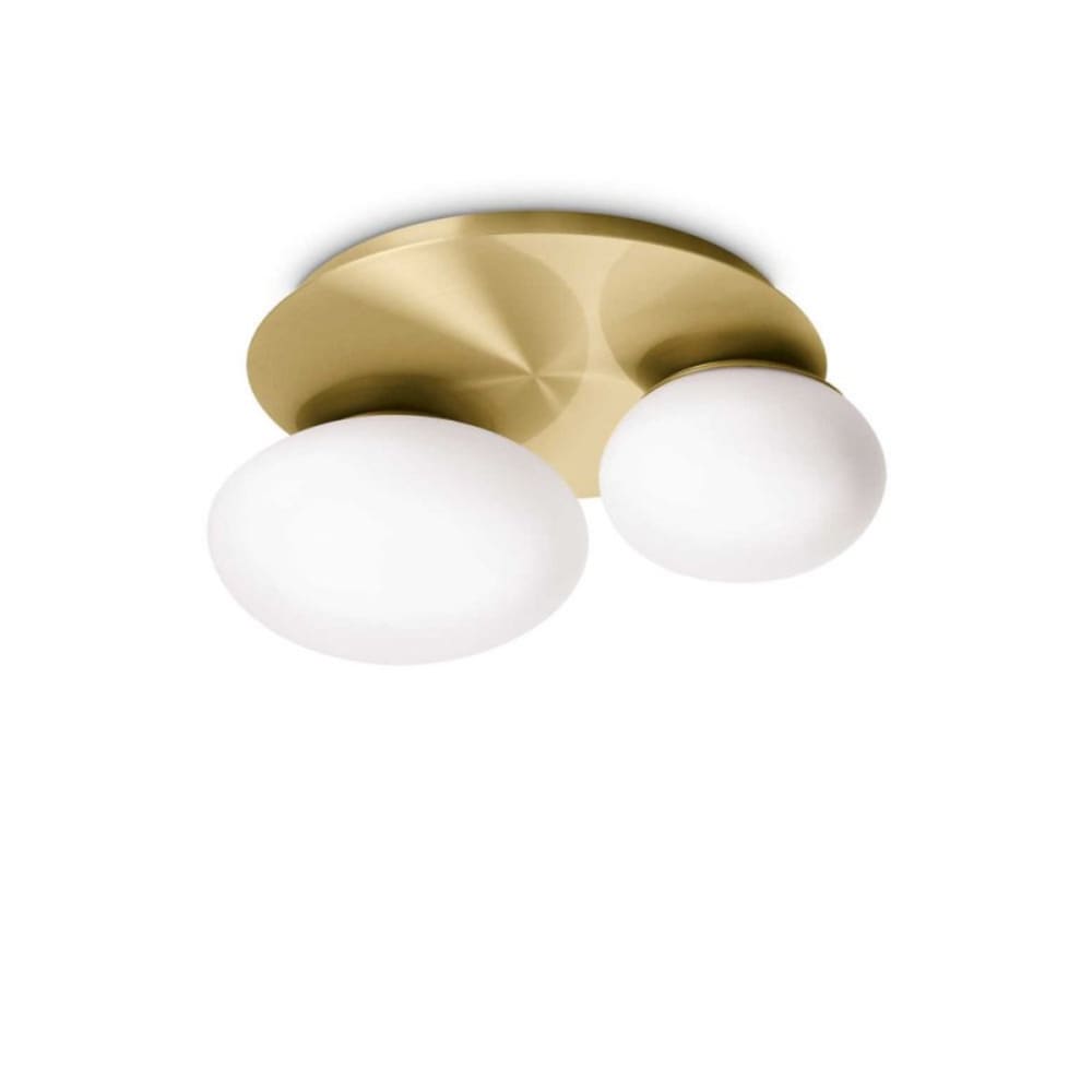 Millumine Plafonnier laiton et 2 globes verre Doré Métal