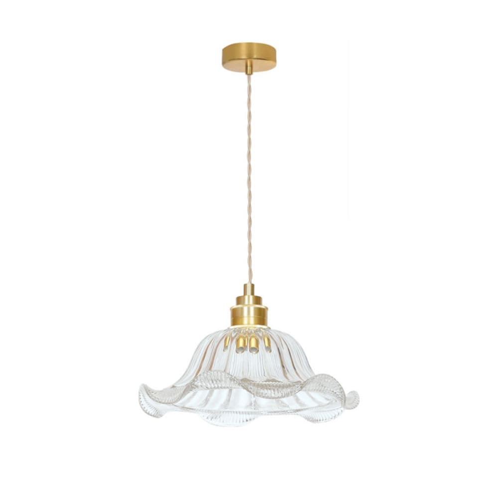 Suspension rétro dorée et verre transparent