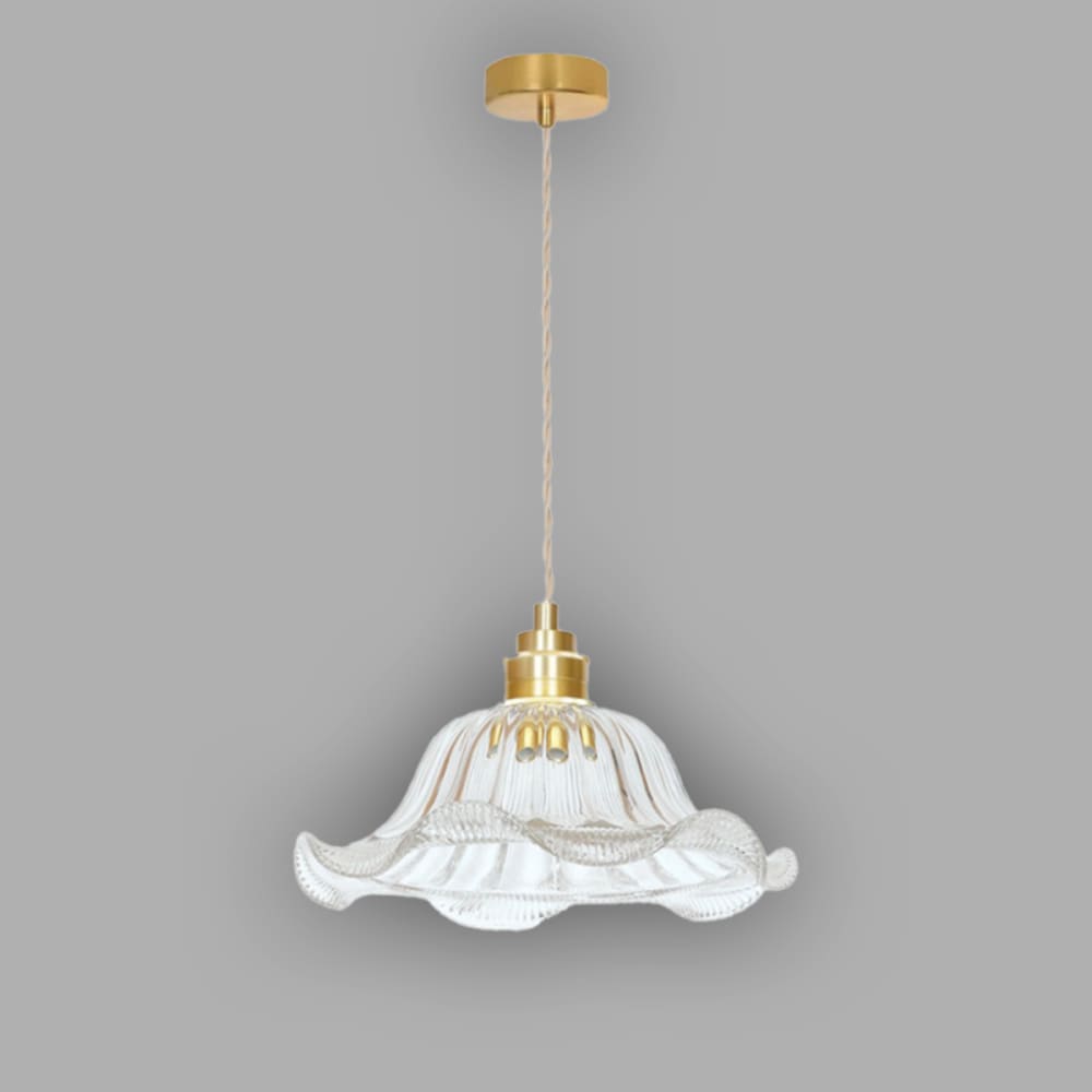 Suspension rétro dorée et verre transparent — vue 3