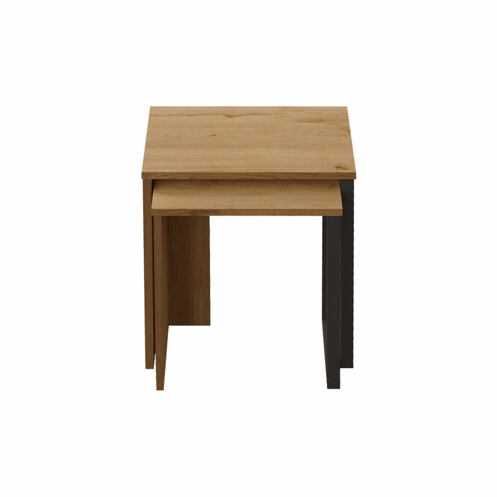 Mobili Rebecca 2er Set Beistelltische in hellem Eichenholz und Grau style modern Braun Spanplatte