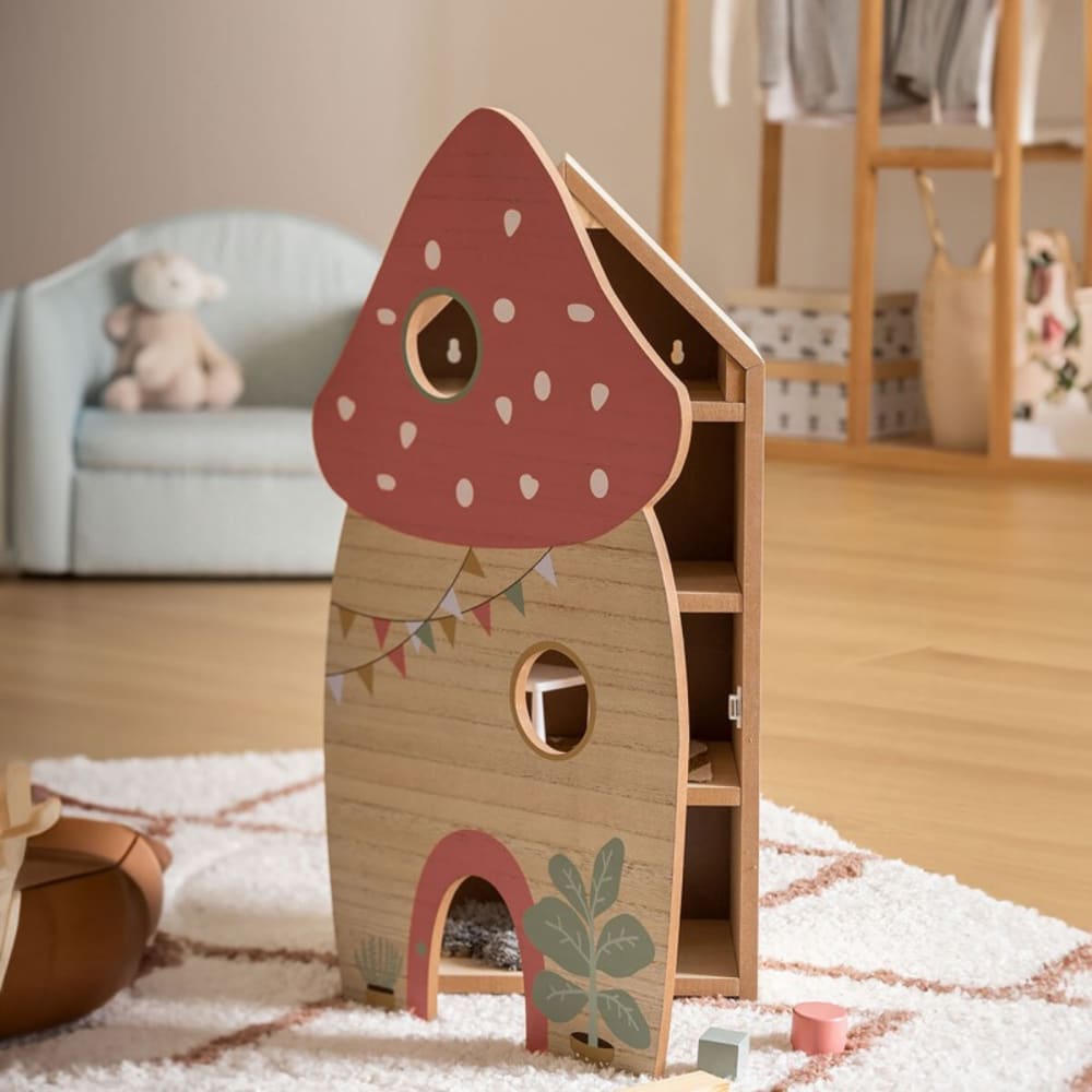 Mini-Regal für Kinder in Pilzhaus-Optik  60x33x19cm - Maisons Du