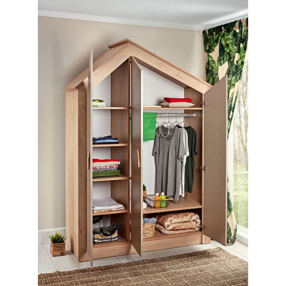 Kleiderschrank 3 Türen Grau 207x150x58cm - Maisons Du Monde