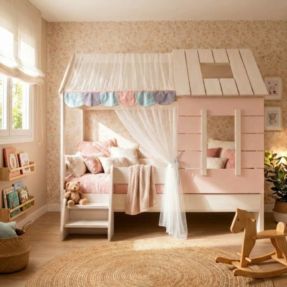 Bett Häuschen rosa 90x200cm - Maisons Du Monde