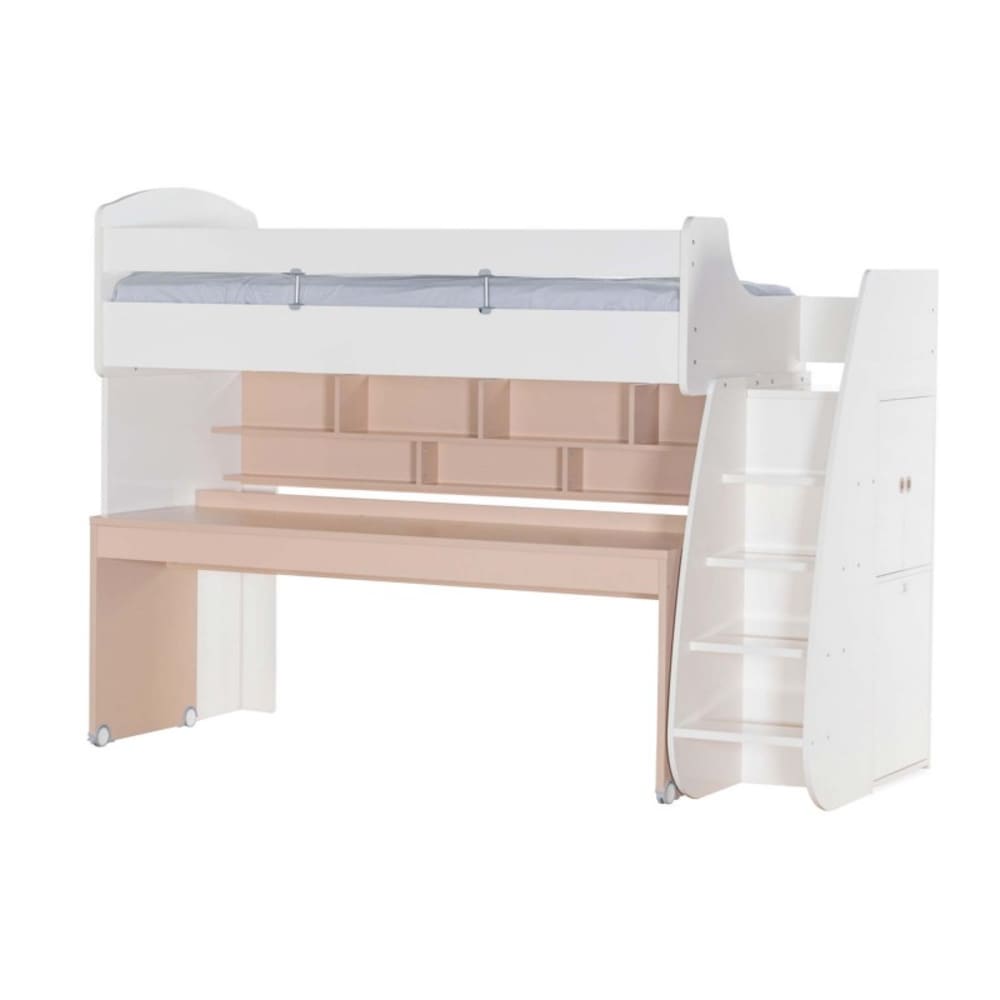 Lit haut et bureau en