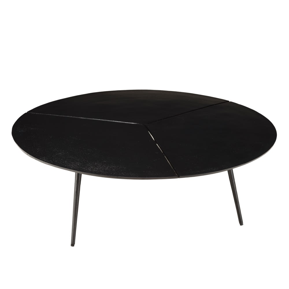 MACABANE Runder Couchtisch aus mattschwarzem Aluminium D100 style exotic - Aluminium