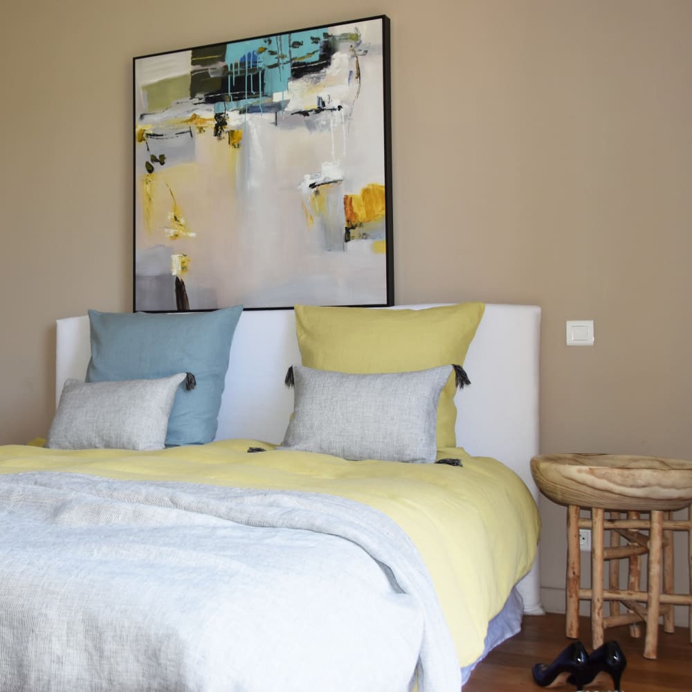 Taie d'oreiller lin lavé jaune 65X65 CM — vue 4