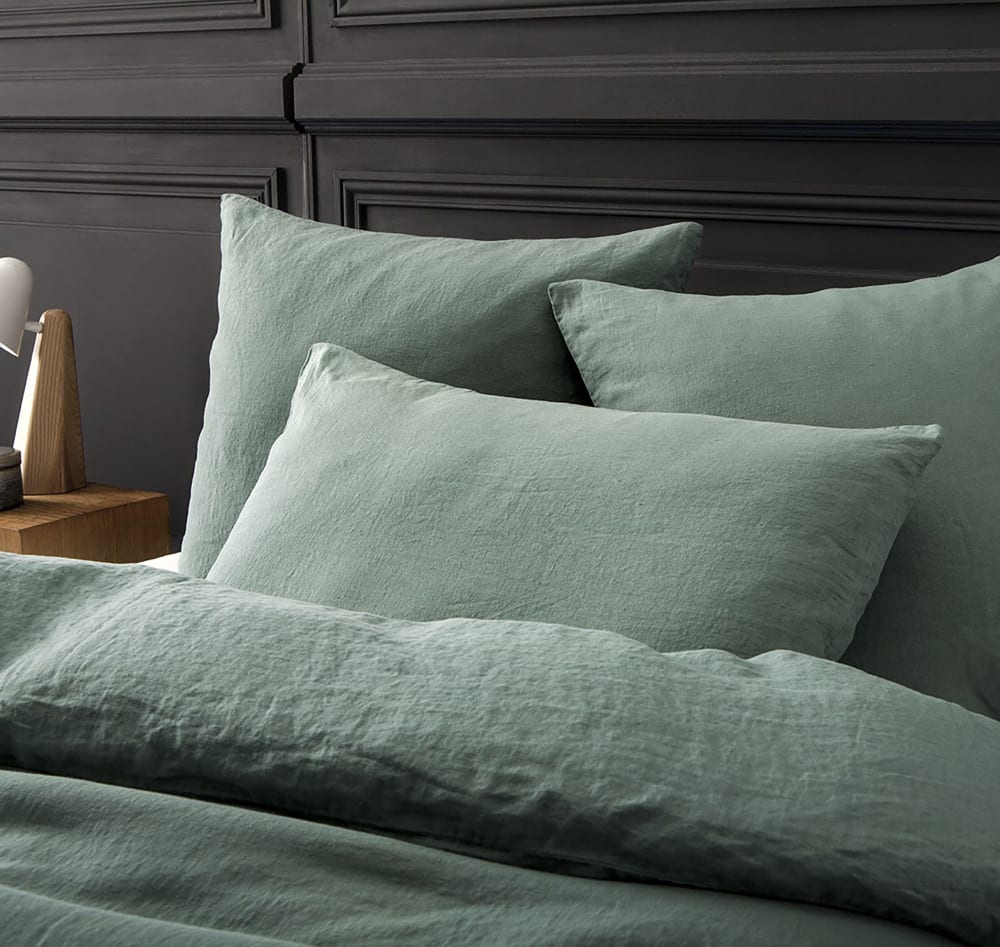 Taie d'oreiller lin lavé lichen 65X65 CM - Maisons du Monde