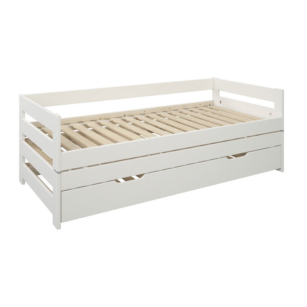 Lit sofa avec lits gigognes en pin blanc 90x200 - Maisons du Monde