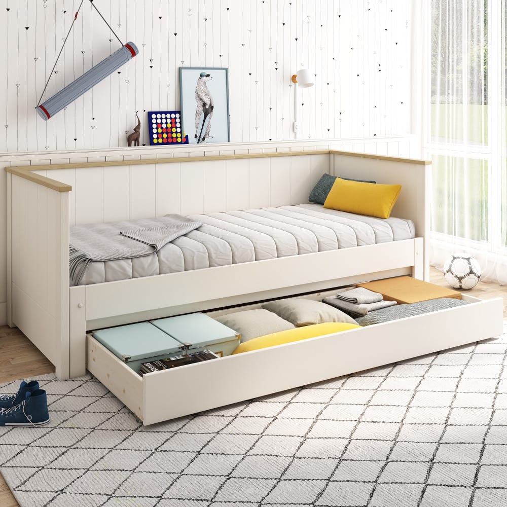 Lit extensible en pin blanc 80-160x200 - Maisons du Monde