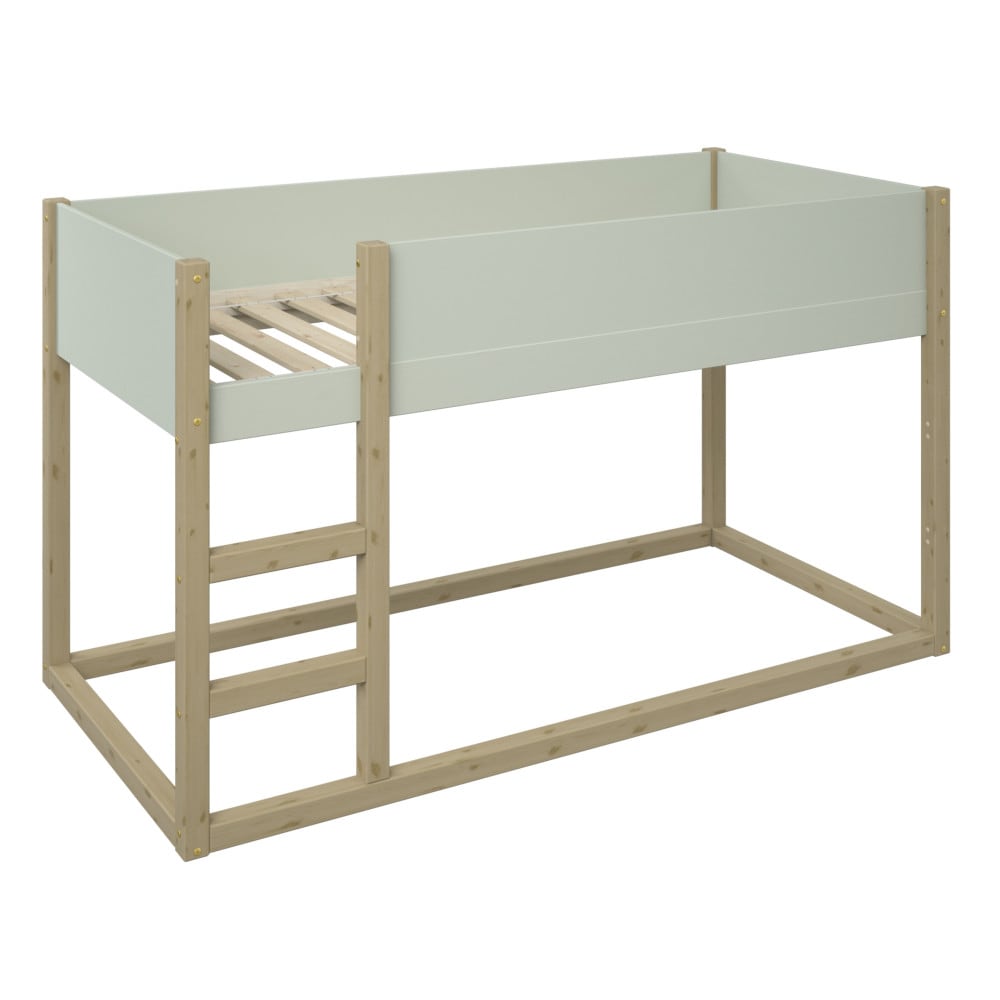 Lit mi-hauteur réversible en pin vert et bois 90x200