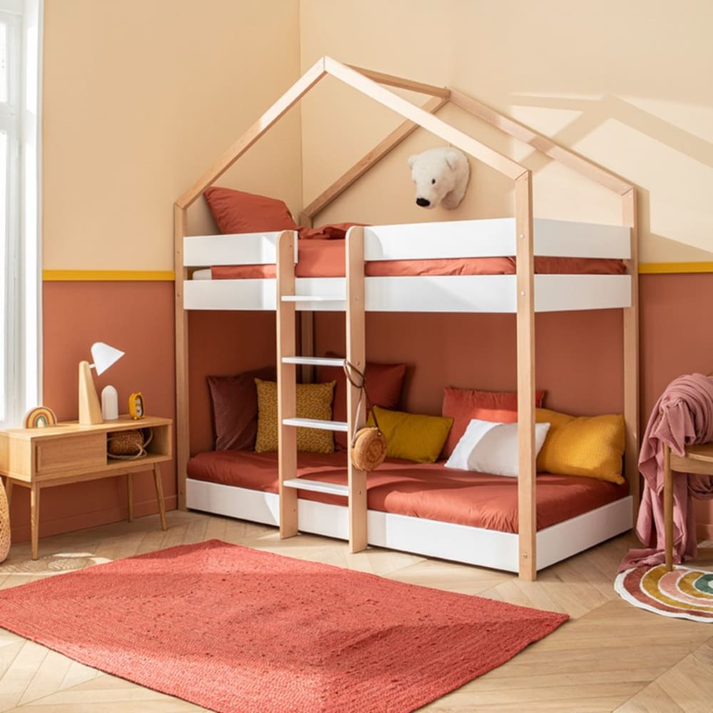 Lit superposé en hêtre naturel et blanc 90x190 - Maisons du Monde