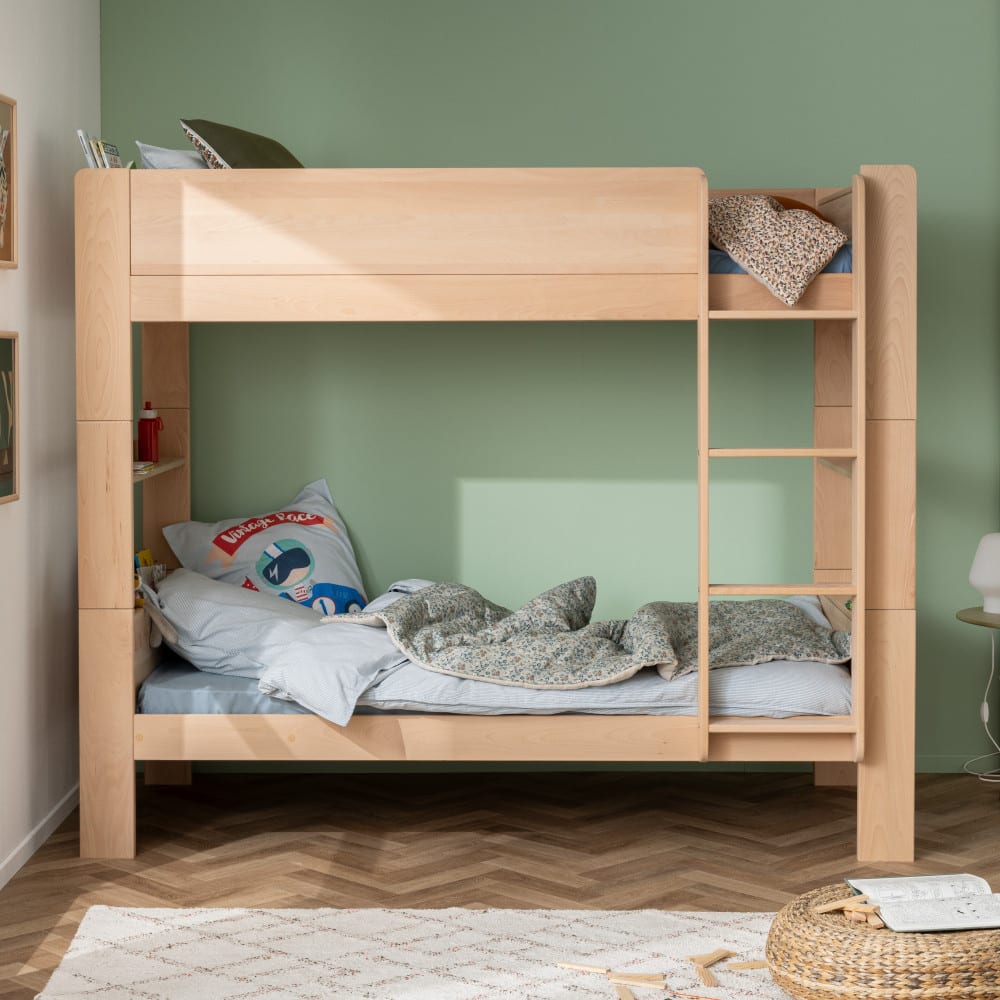 Lit superposé avec rangements en hêtre naturel 90x190 - Maisons du Monde