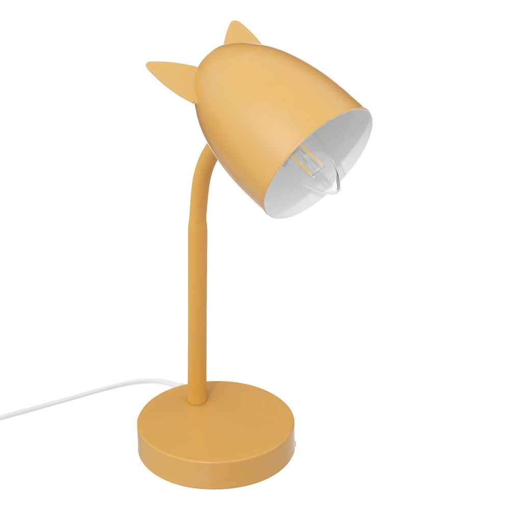 Lampe enfant oreilles de chat métal jaune moutarde 18x30 cm