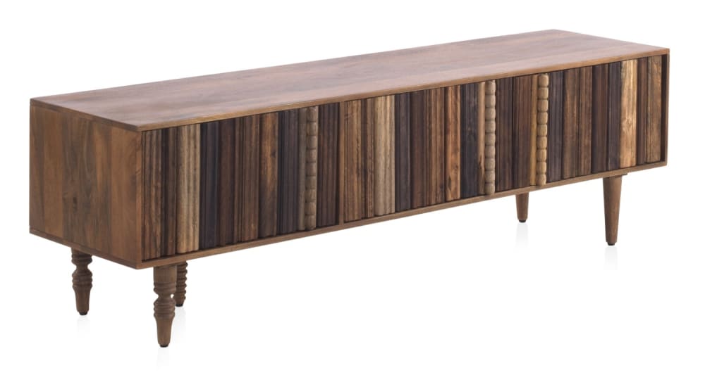 Meuble TV 3 portes multicolores en acacia massif