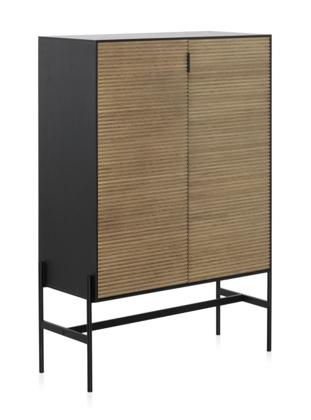 Buffet plaqué en frêne noir avec portes naturelles