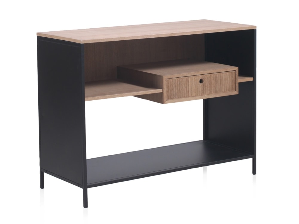 Buffet en frêne avec tiroir et base métallique