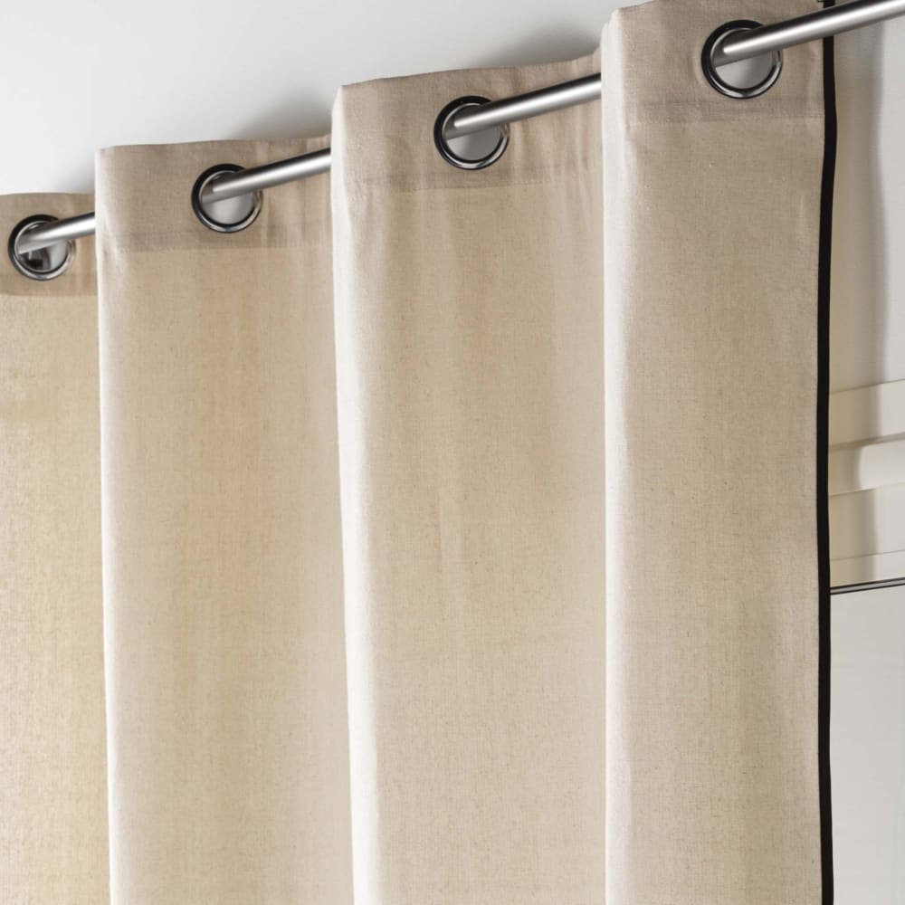 Rideau biais noir en polycoton ecru 140x240 cm - Maisons du Monde