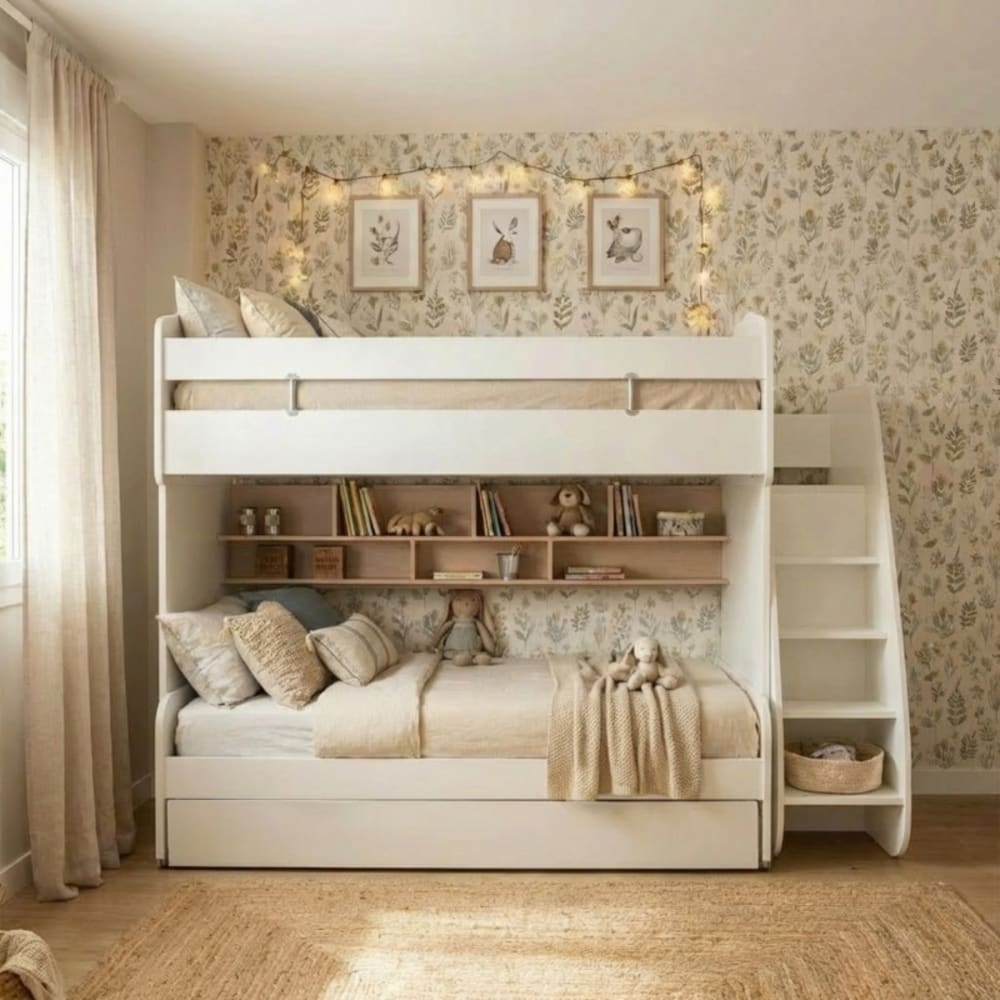 Etagenbett mit Stauraum + Schublade weiß 182,7x252x107,8 cm -