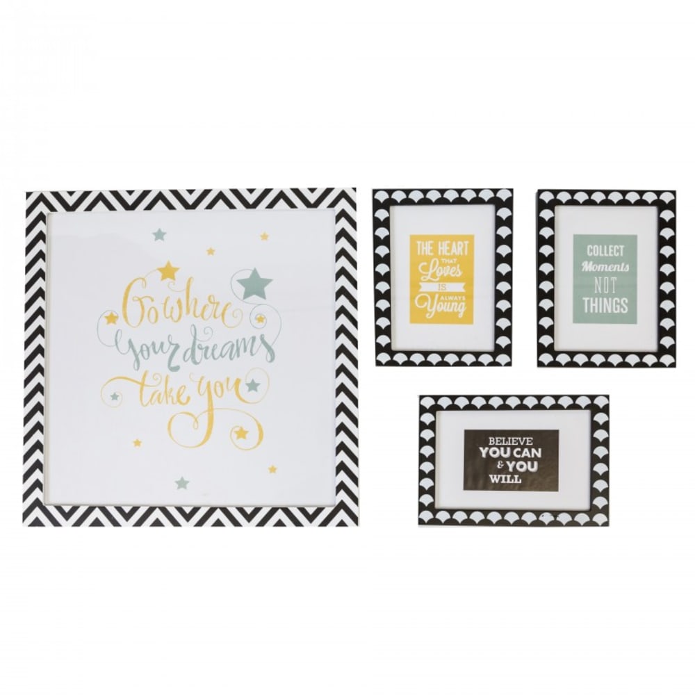 Tableaux lot de 4 pour enfants en noir et blanc 22x16/38x40cm