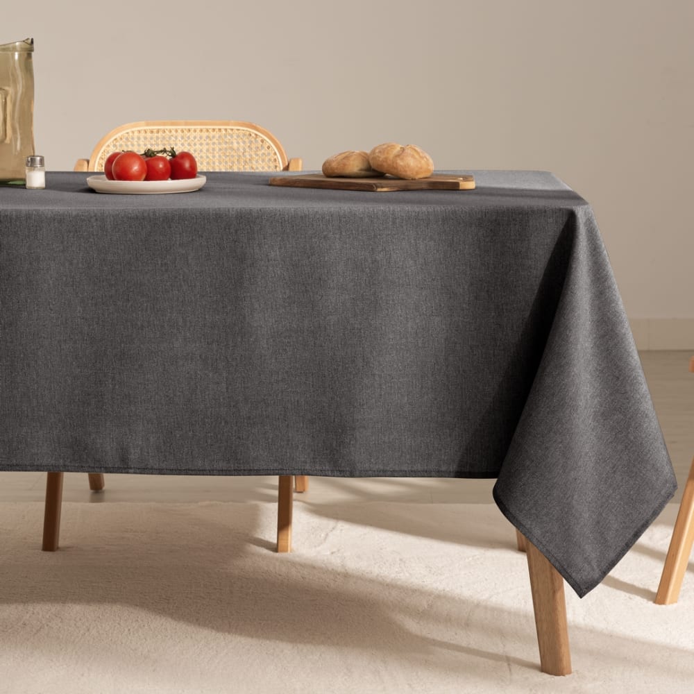 Nappe unie toucher tissu et traitement antitache Anthracite