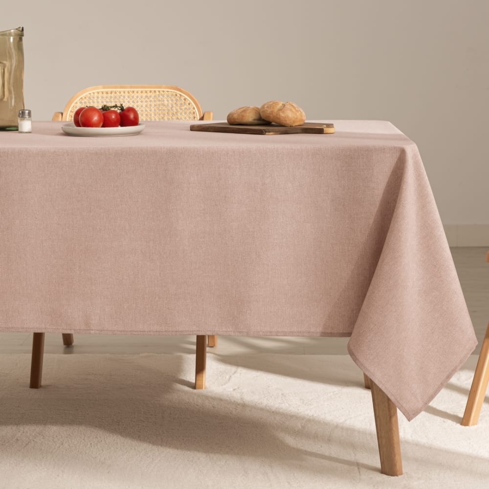 Nappe unie toucher tissu et traitement antitache Rose