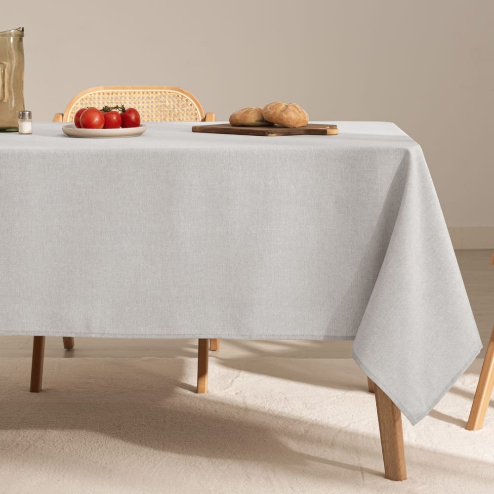 Nappe unie toucher tissu et traitement antitache Gris 140x140 cm