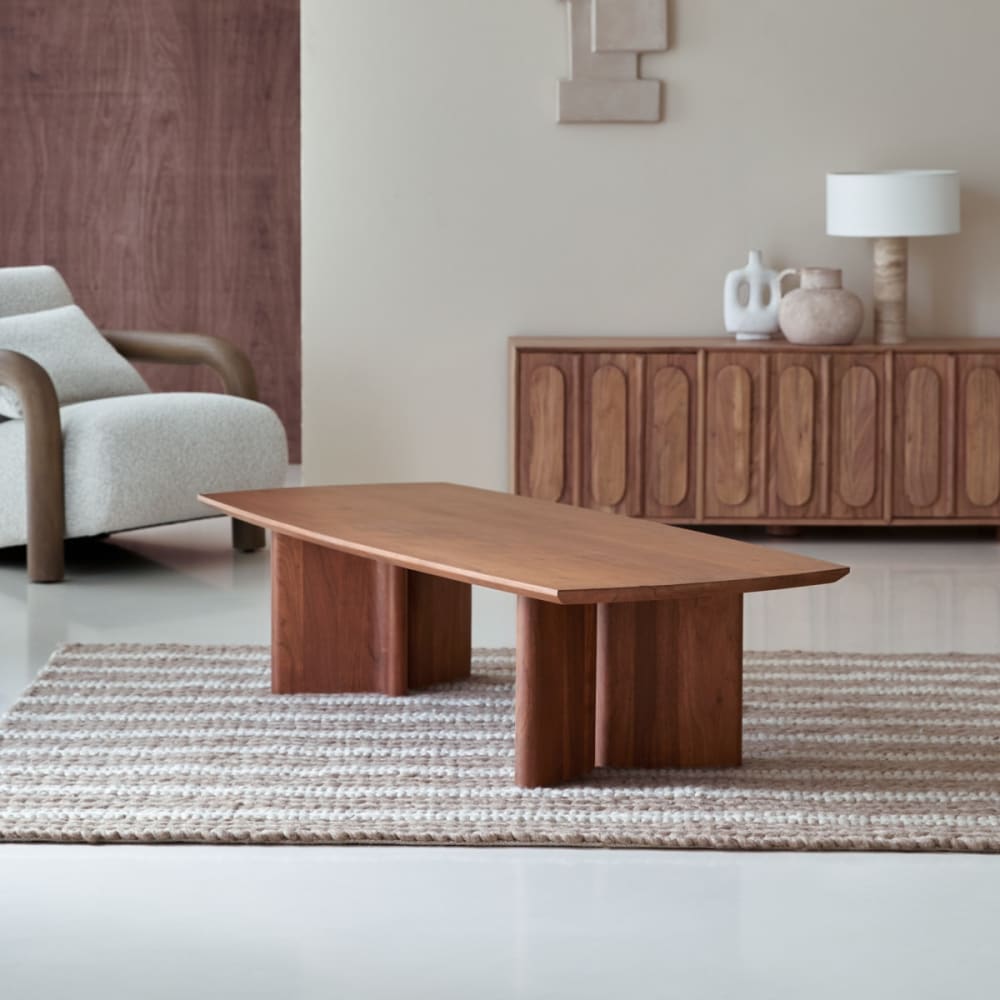 Tikamoon Couchtisch aus massivem Akazienholz style exotic Braun