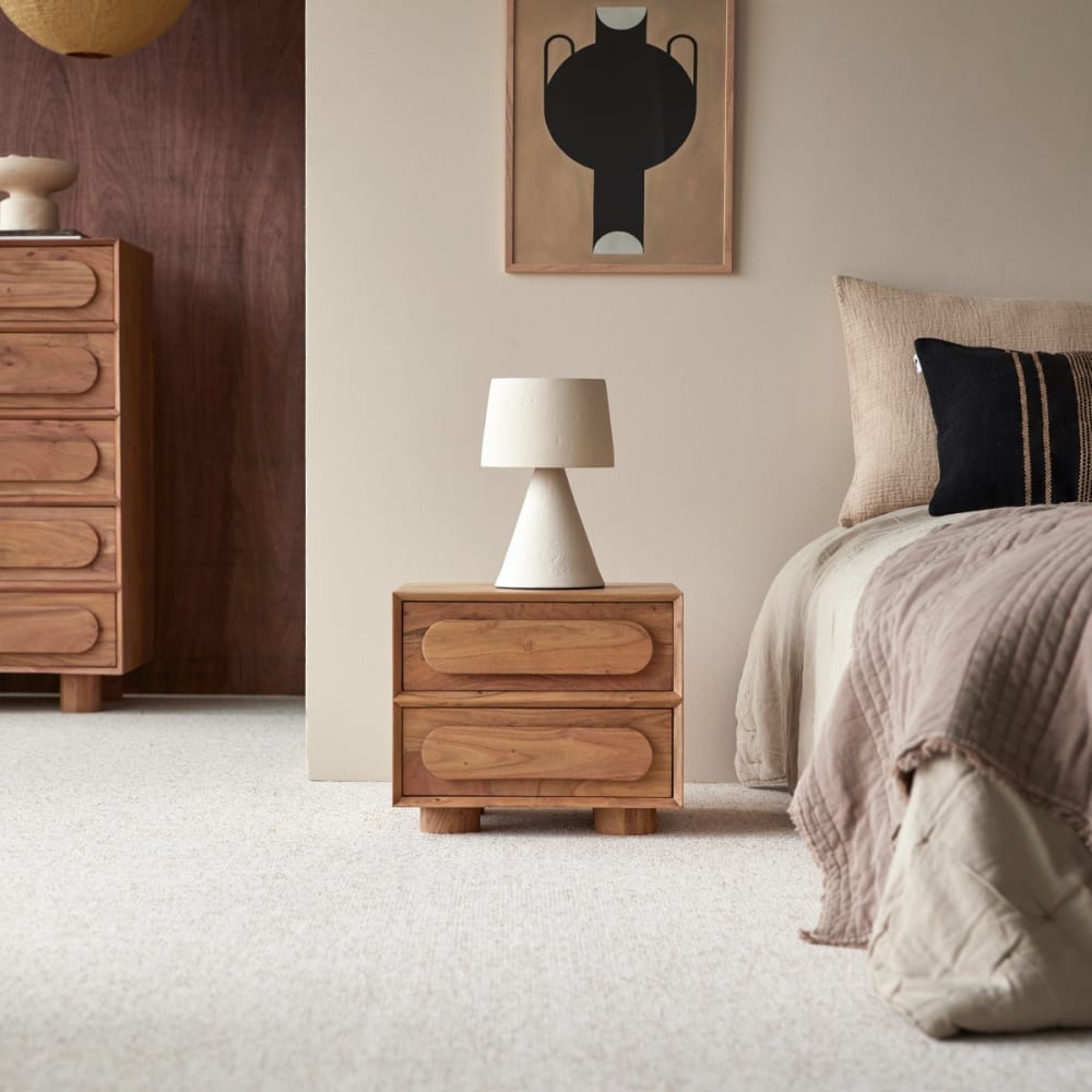 Tikamoon Nachttisch aus massivem Akazienholz 2 Schubladen style exotic Beige