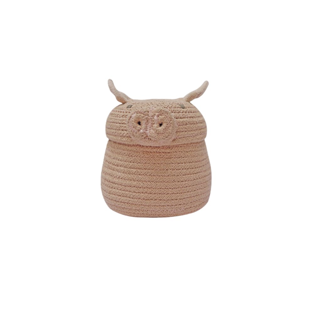 Lorena Canals Panier Mini Peggy le Cochon Ø15 x 15 cm Rose Coton - 17x15x17cm