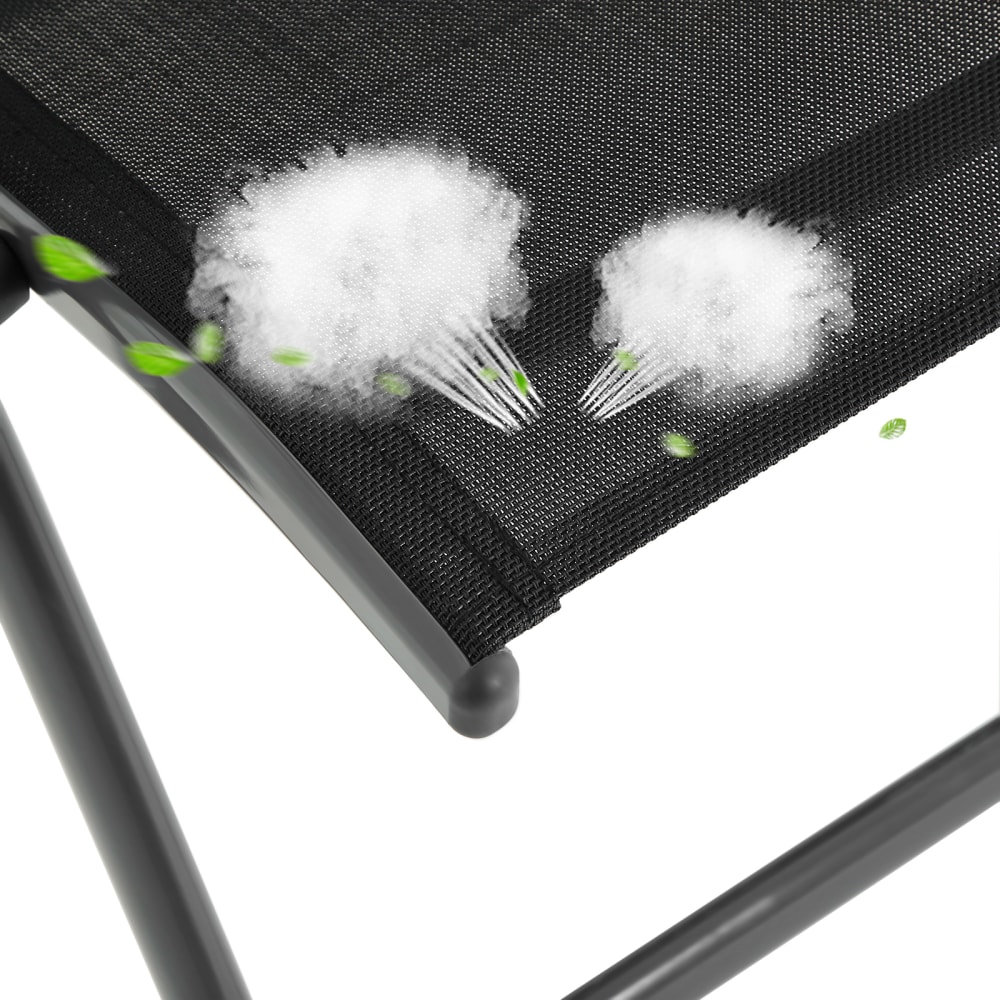 Chaise de Jardin pliable  lot de 2 cadre en aluminium noir