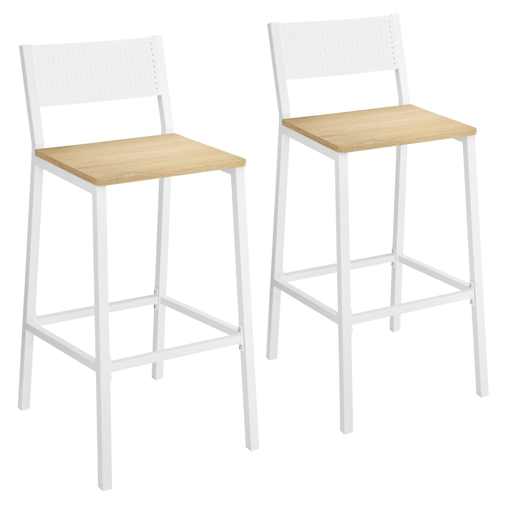 VASAGLE Ensembles de 2 tabourets de bar pour cuisine salle doré et blanc style contemporain Blanc Panneau De Particules - 43x97x51cm
