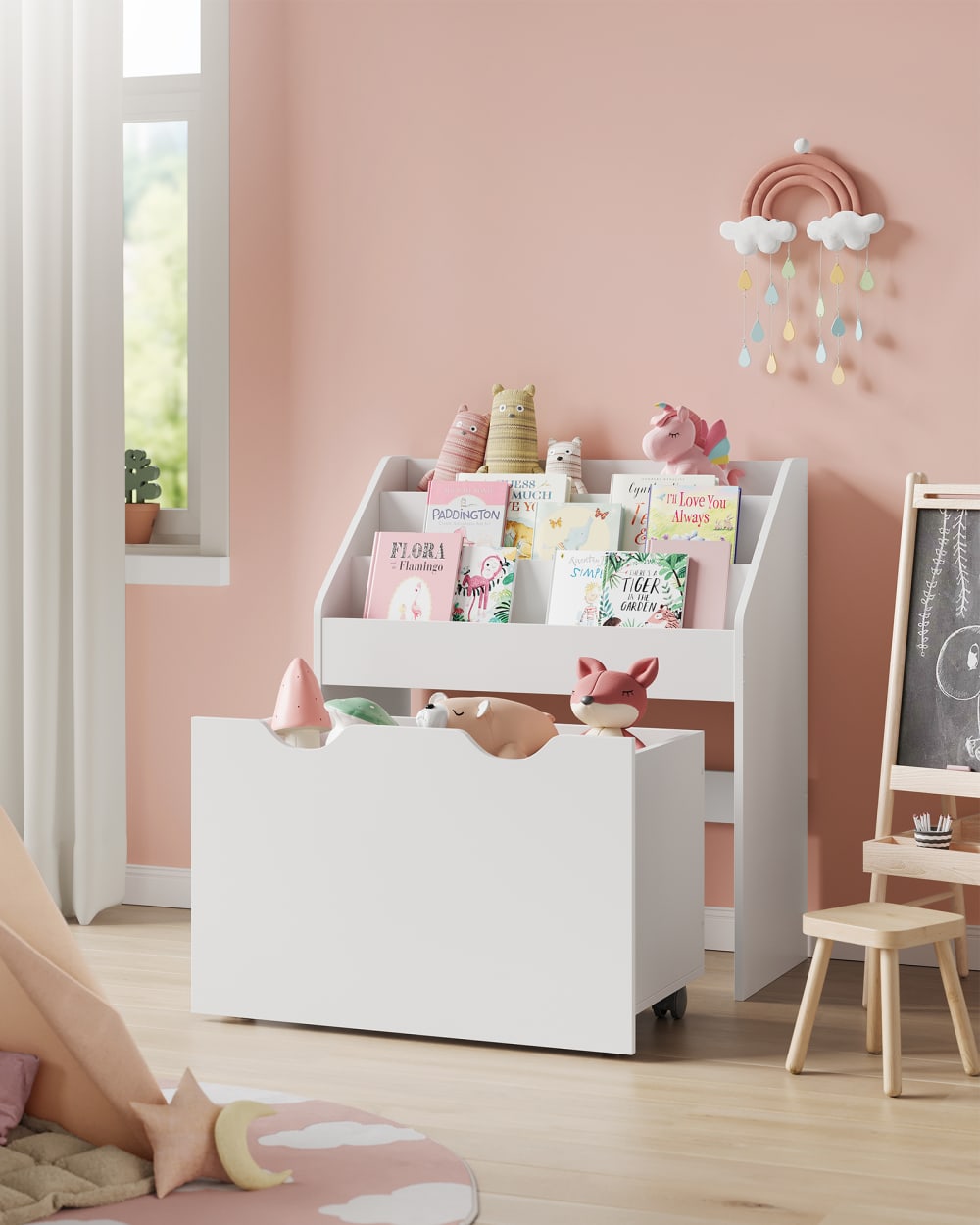 Étagère pour jouets 3 compartiments bibliothèque pour enfants blanc (SONGMICS) - Image 1