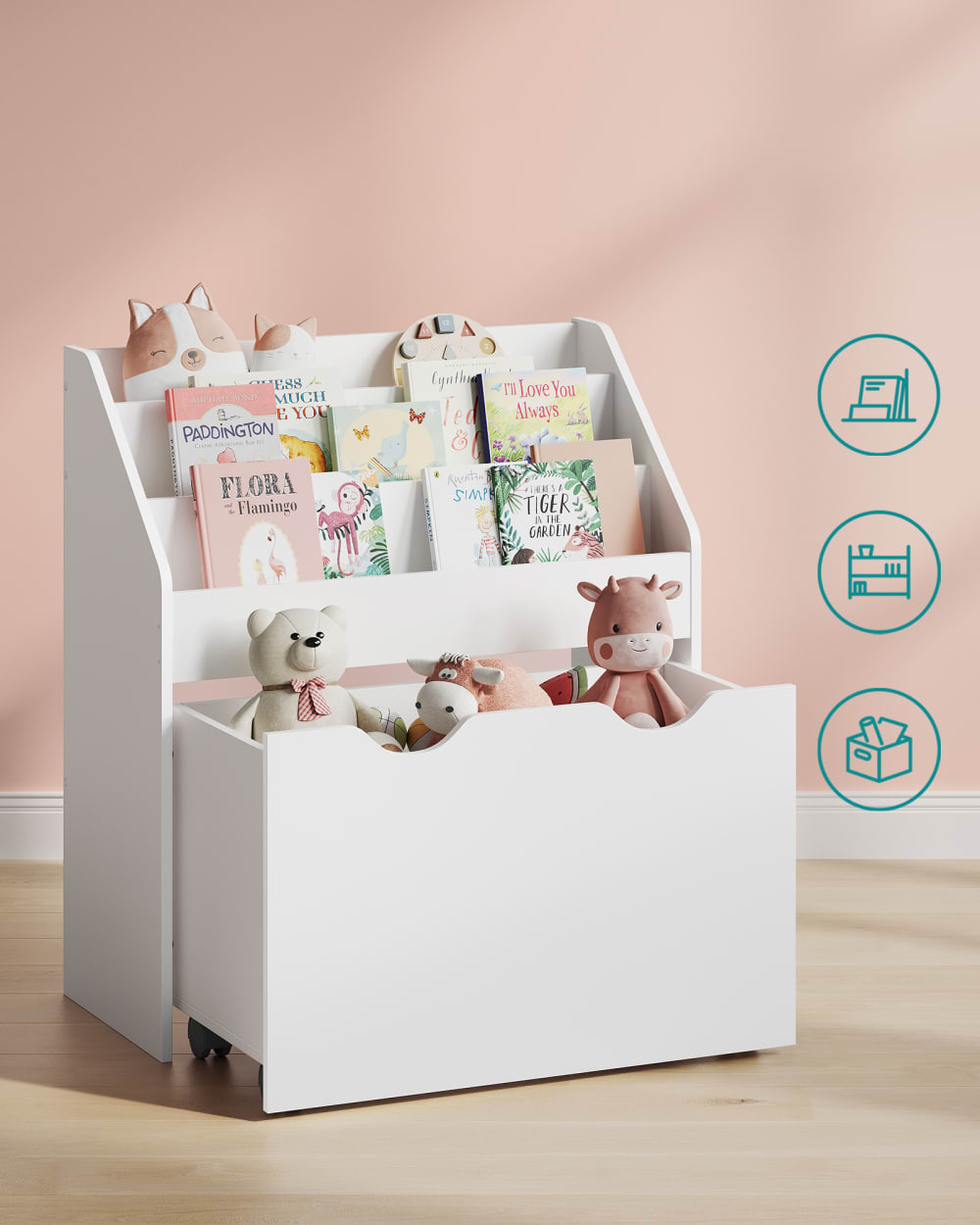 Étagère pour jouets 3 compartiments bibliothèque pour enfants blanc (SONGMICS) - Image 2
