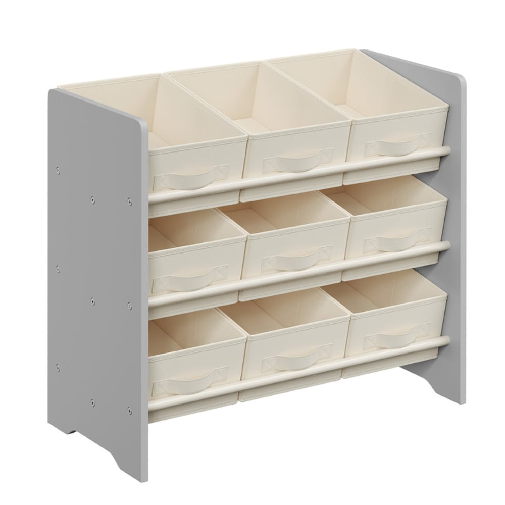 SONGMICS - Étagère à jouets pour enfants 9 boîtes de rangement en tissu gris