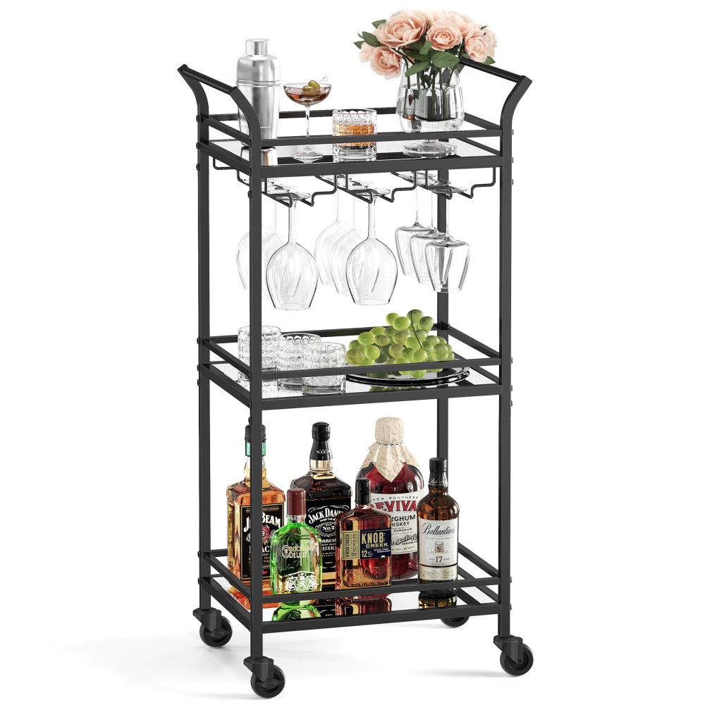 Étagère de cuisine chariot à 3 niveaux avec roulettes poignée noir - Maisons du Monde