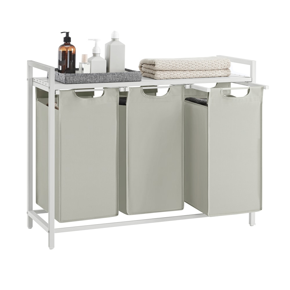 Panier à linge 3 compartiments 3 sacs 120 l 92.5 x 33 x 72 cm blanc Panier à linge 3 compartiments 3 sacs 120 l 92.5 x 33 x 72 cm blanc