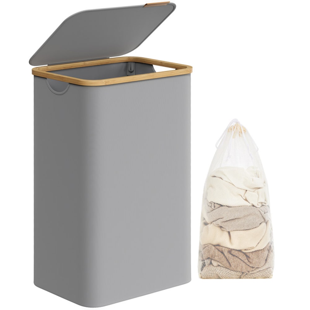 Panier à linge mince avec couvercle 90l 42 x 32 x 705 cm gris