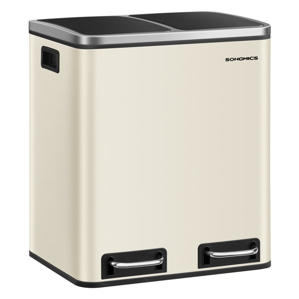 Poubelle de cuisine 2 x 15L 2 compartiments beige sable et noir