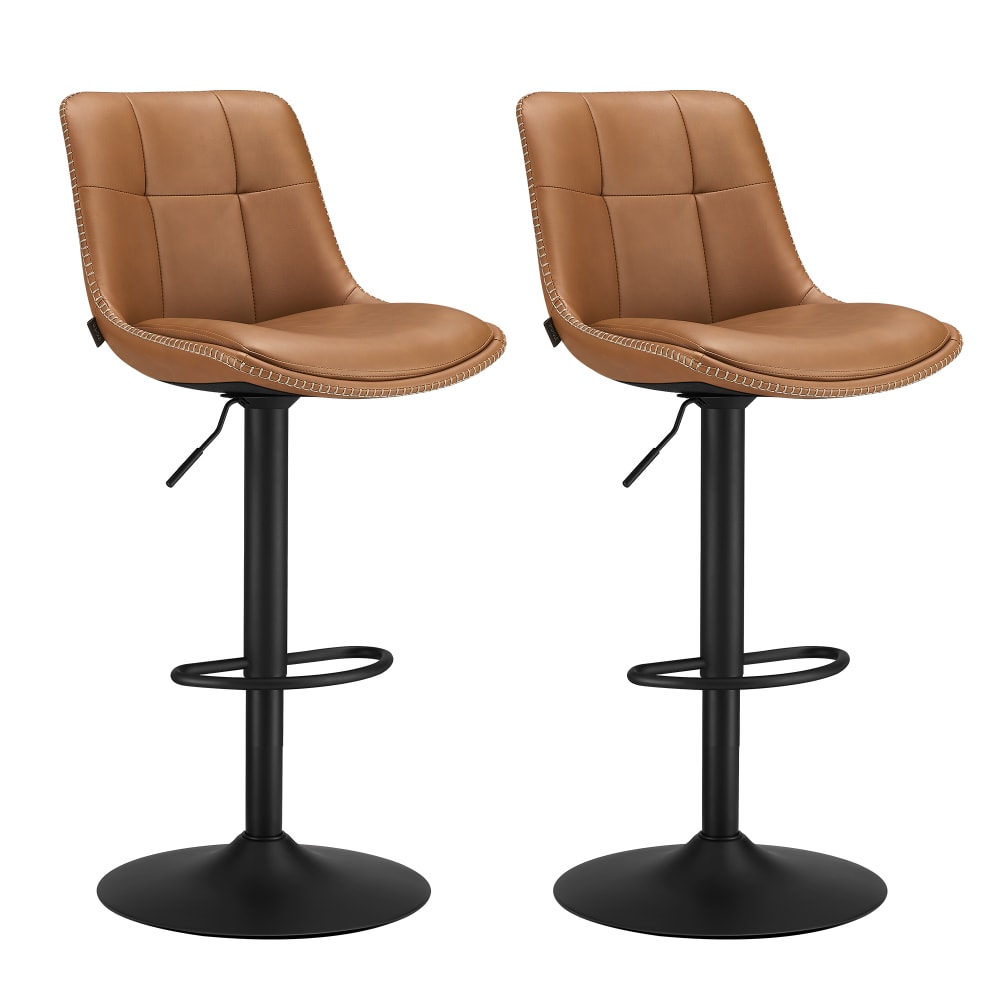 VASAGLE Tabourets de bar pivotants hauteur réglable marron et noir style vintage Marron Acier - 43x114x49cm