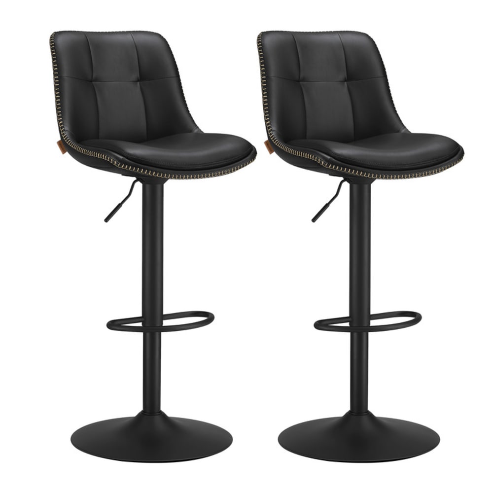 Tabourets de bar lot de 2 polyuréthane acier mousse noir d'encre — Beyit