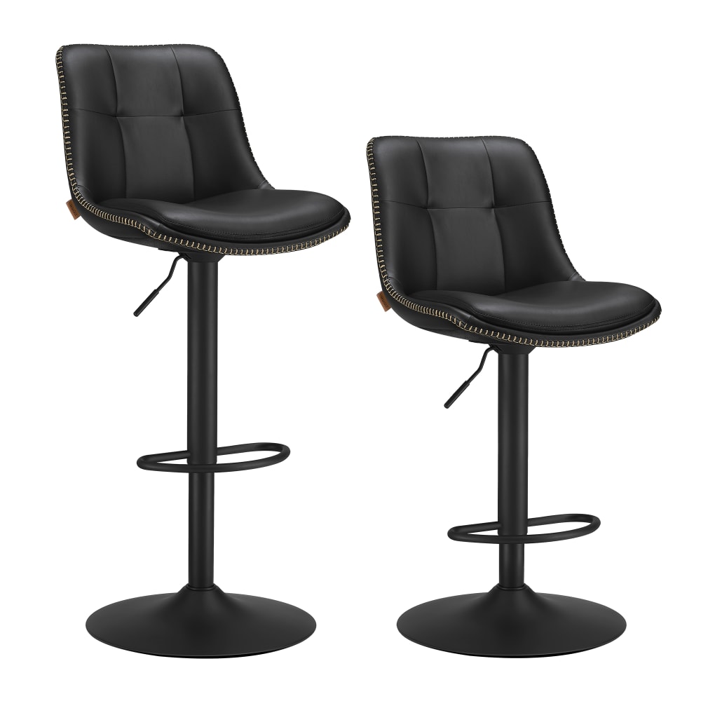 VASAGLE Tabourets de bar pivotants hauteur réglable avec dossier noir style vintage Noir Acier - 43x114x49cm