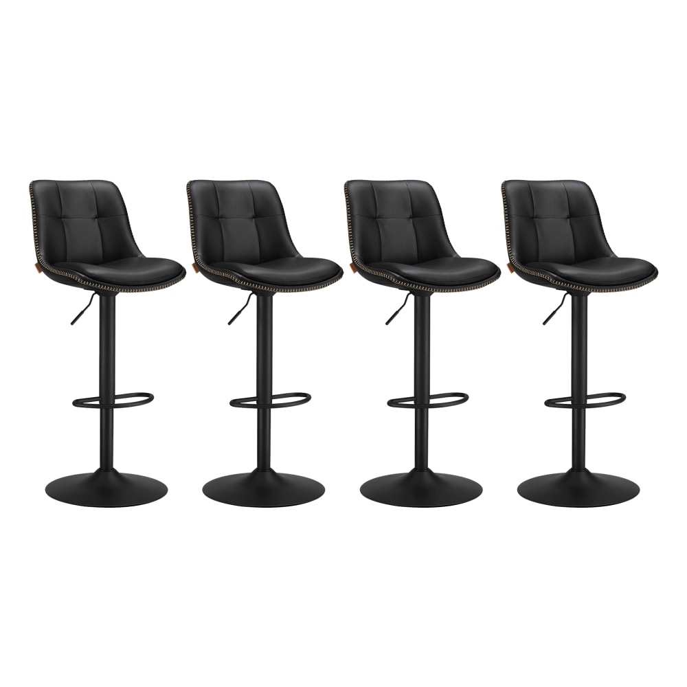 VASAGLE Ensembles de 4 tabourets de bar pivotants rembourrés noirs noir style vintage Noir Acier - 43x114x49cm