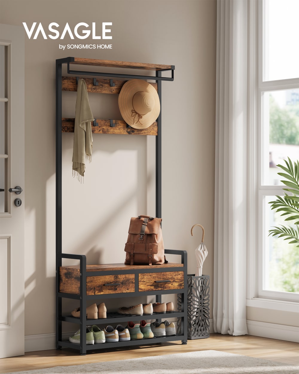 Portant d'entrée 80.4 x 30 x 181.6 cm marron et noir - Maisons du Monde