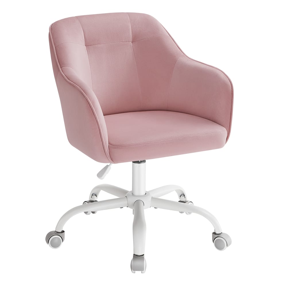 Chaise de bureau pivotante de bureau réglable rose