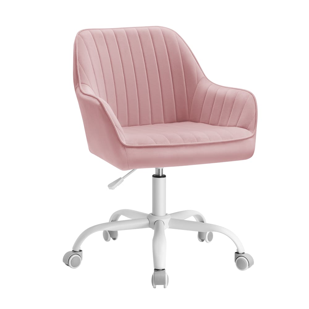 Chaise de bureau avec surface en tissu velours hauteur réglable rose